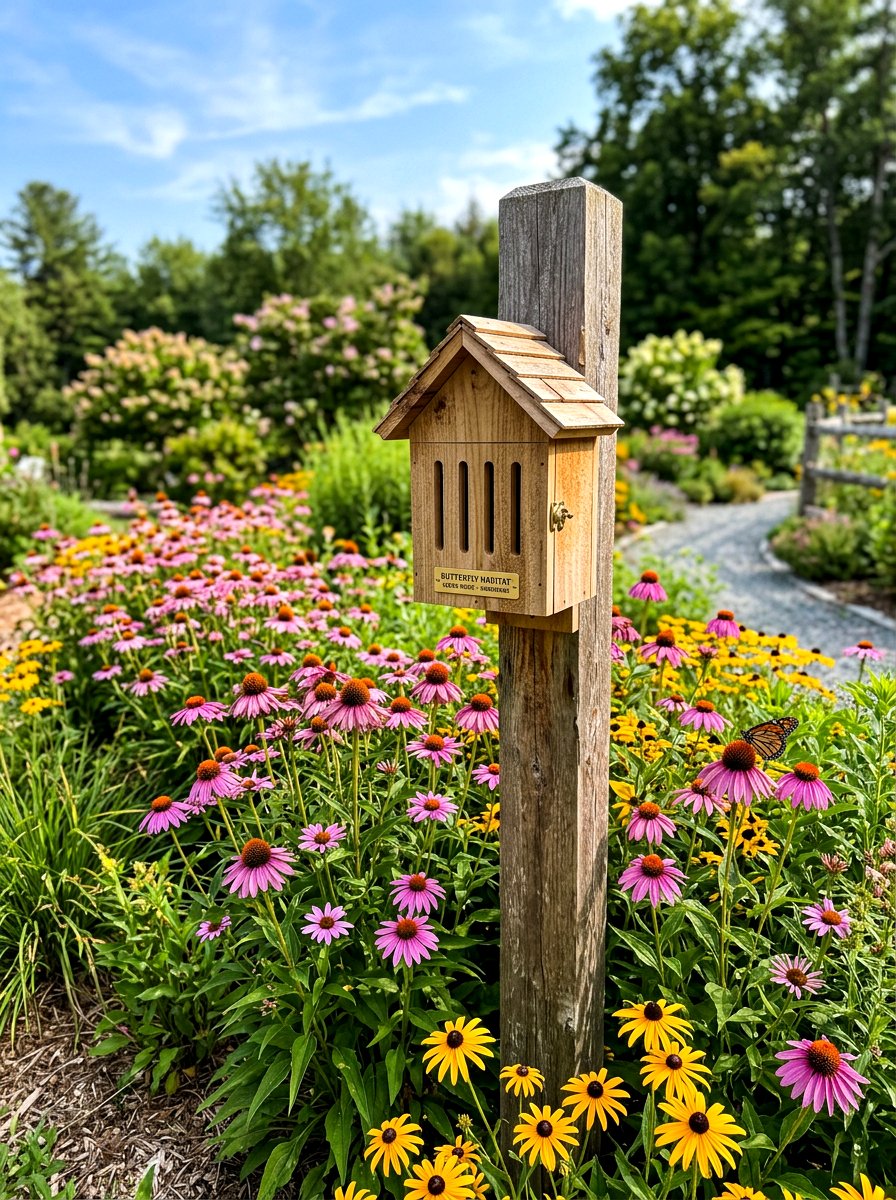 Wood Butterfly House - 25 Front Yard Spring Decor Ideas