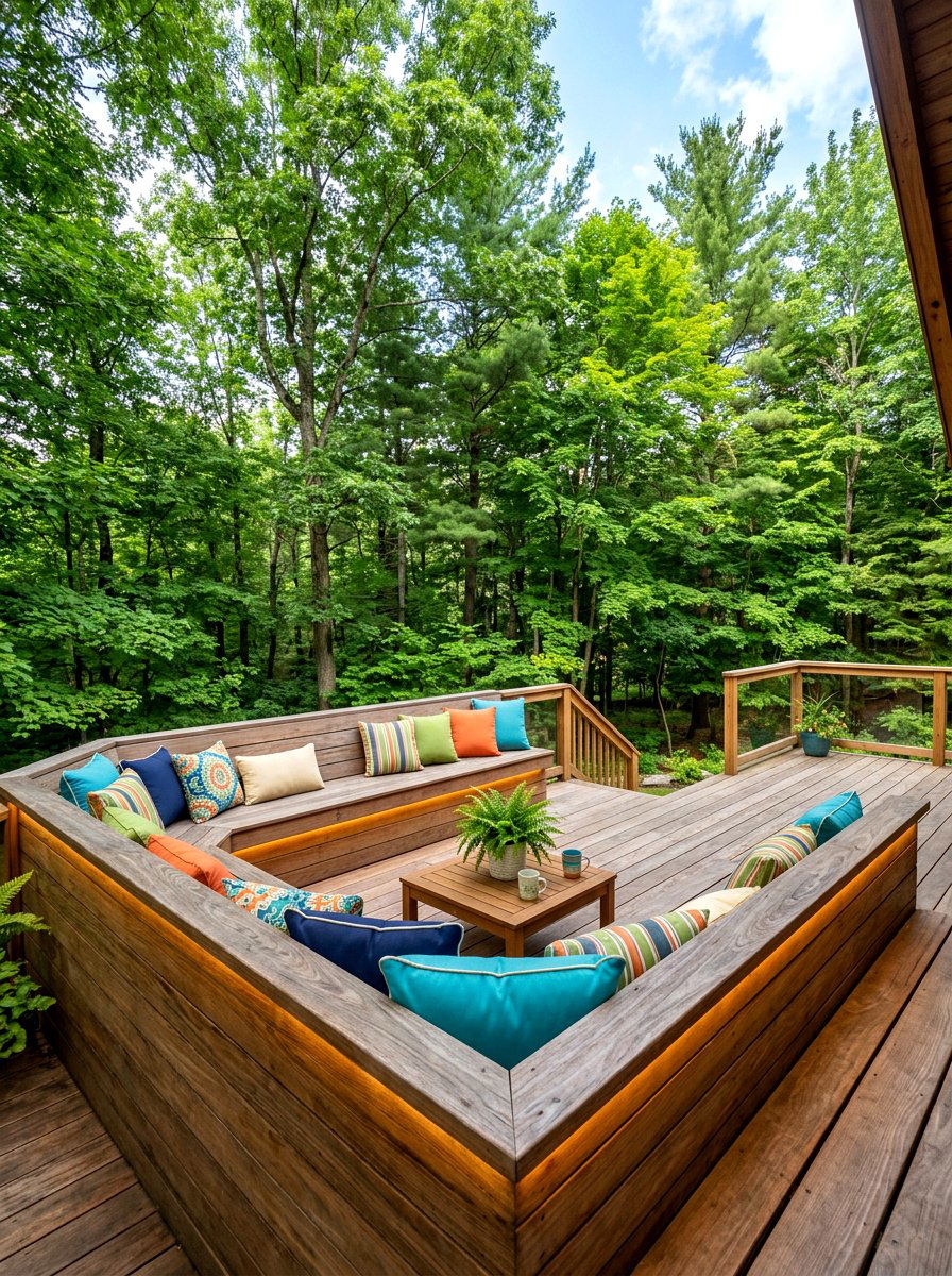 Wood Deck Built In Bench - 25 Backyard Patio Spring Decor Ideas