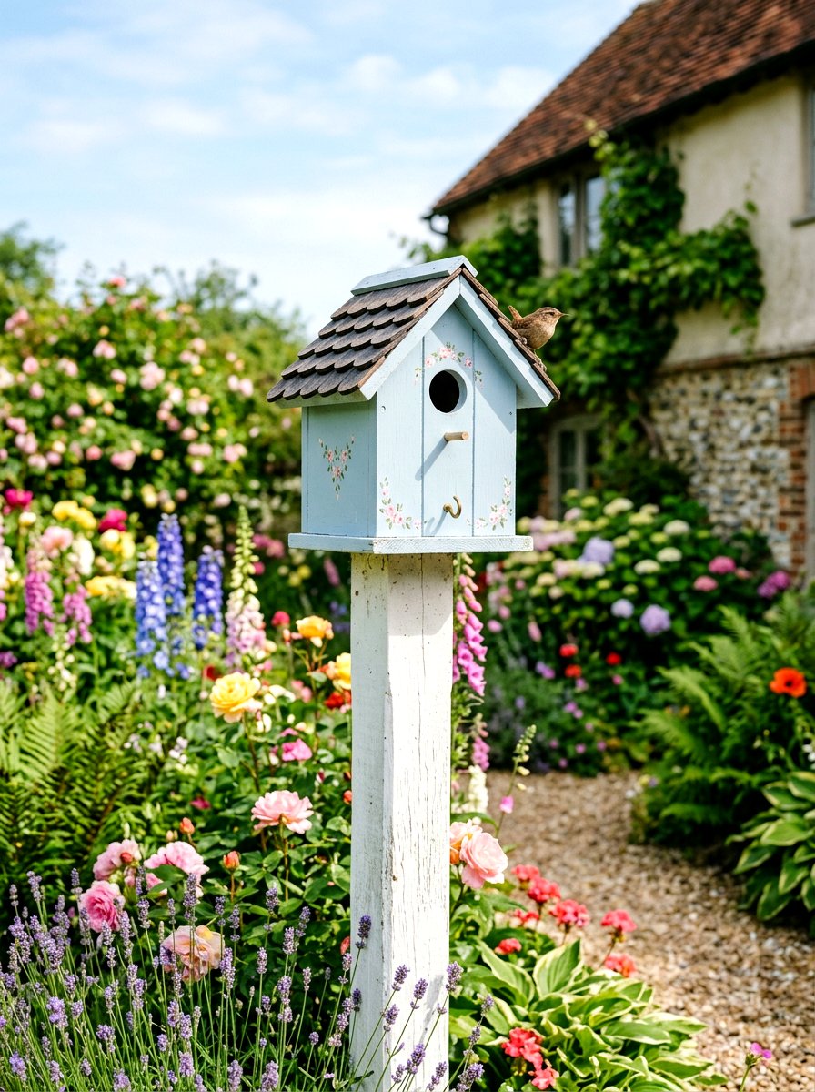 Wood Decorative Birdhouse - 25 Spring Backyard Decor Ideas