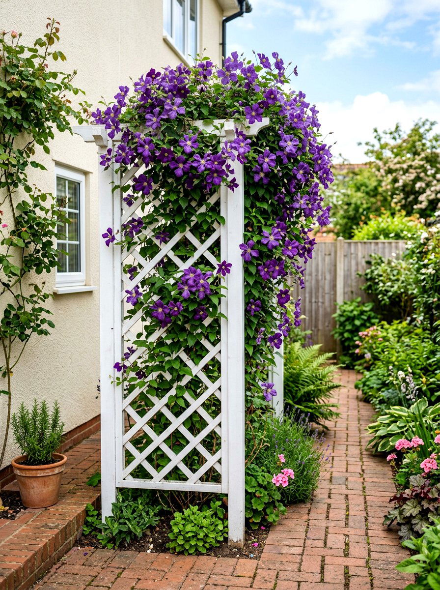 Wood Lattice Trellis - 25 Spring Side Yard Decor Ideas