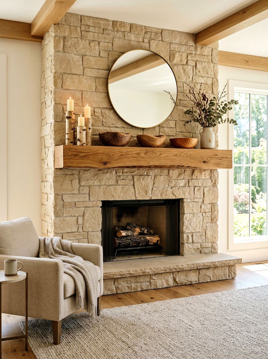 Wood Mantel Accents - 25 Spring Stone Fireplace Decor Ideas