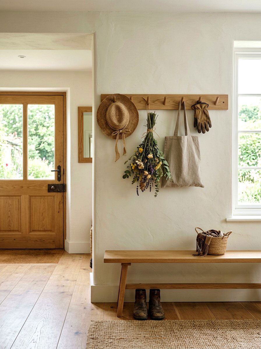 Wood Peg Rail - 25 Spring Coat Rack Decor Ideas