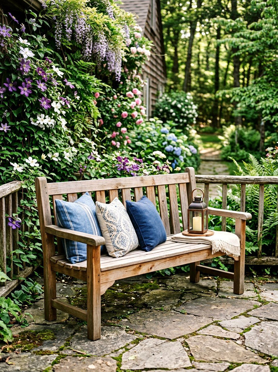 Wood Porch Bench - 25 Spring Front Porch Decor Ideas