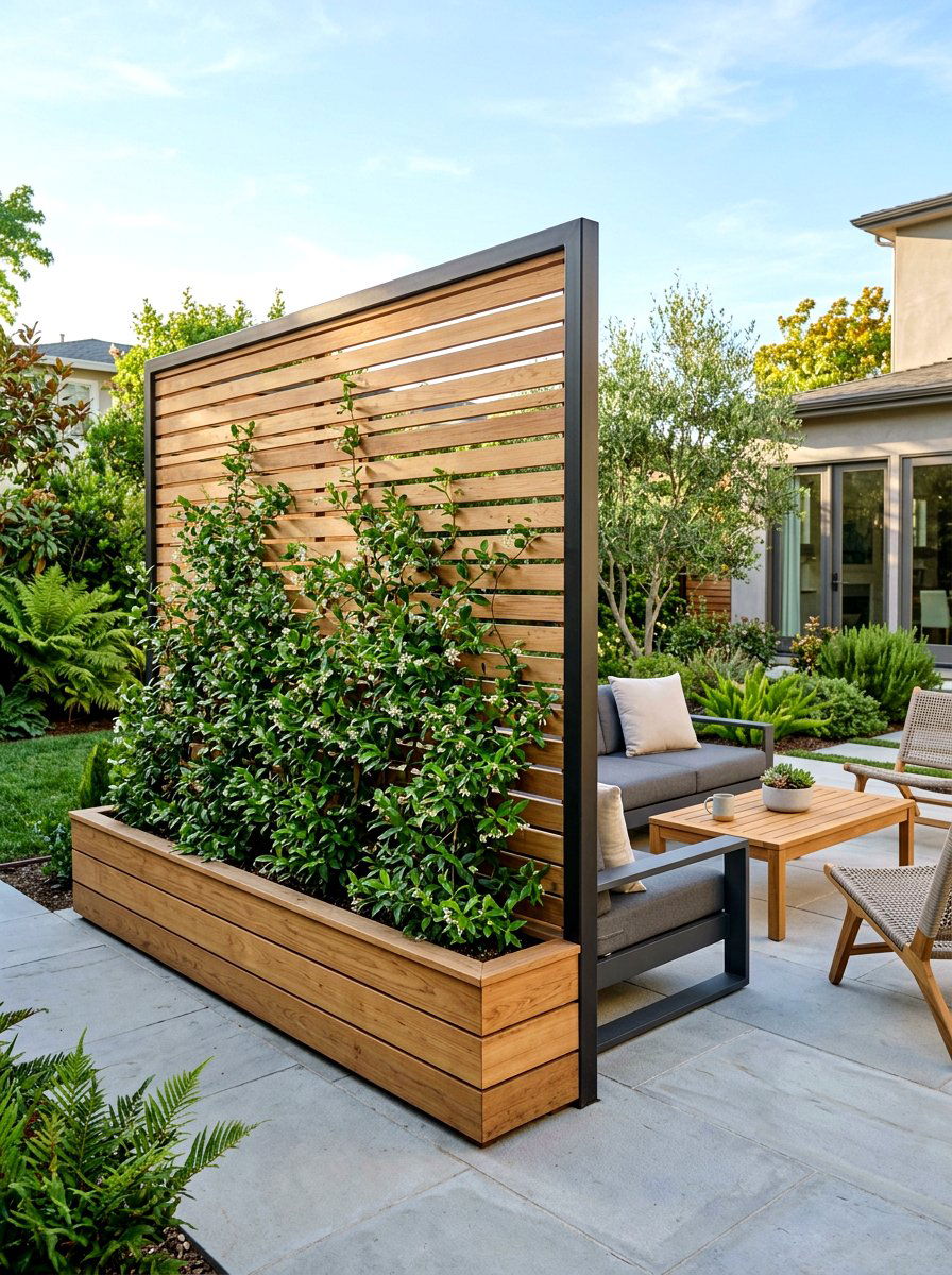 Wood Privacy Screen Planter - 25 Spring Wooden Planter Ideas