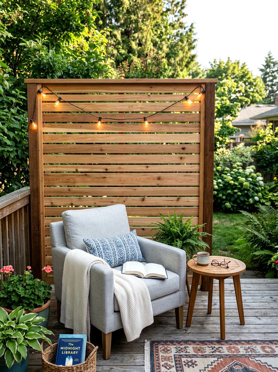 Wood Privacy Screen - 25 Deck Spring Decor Ideas