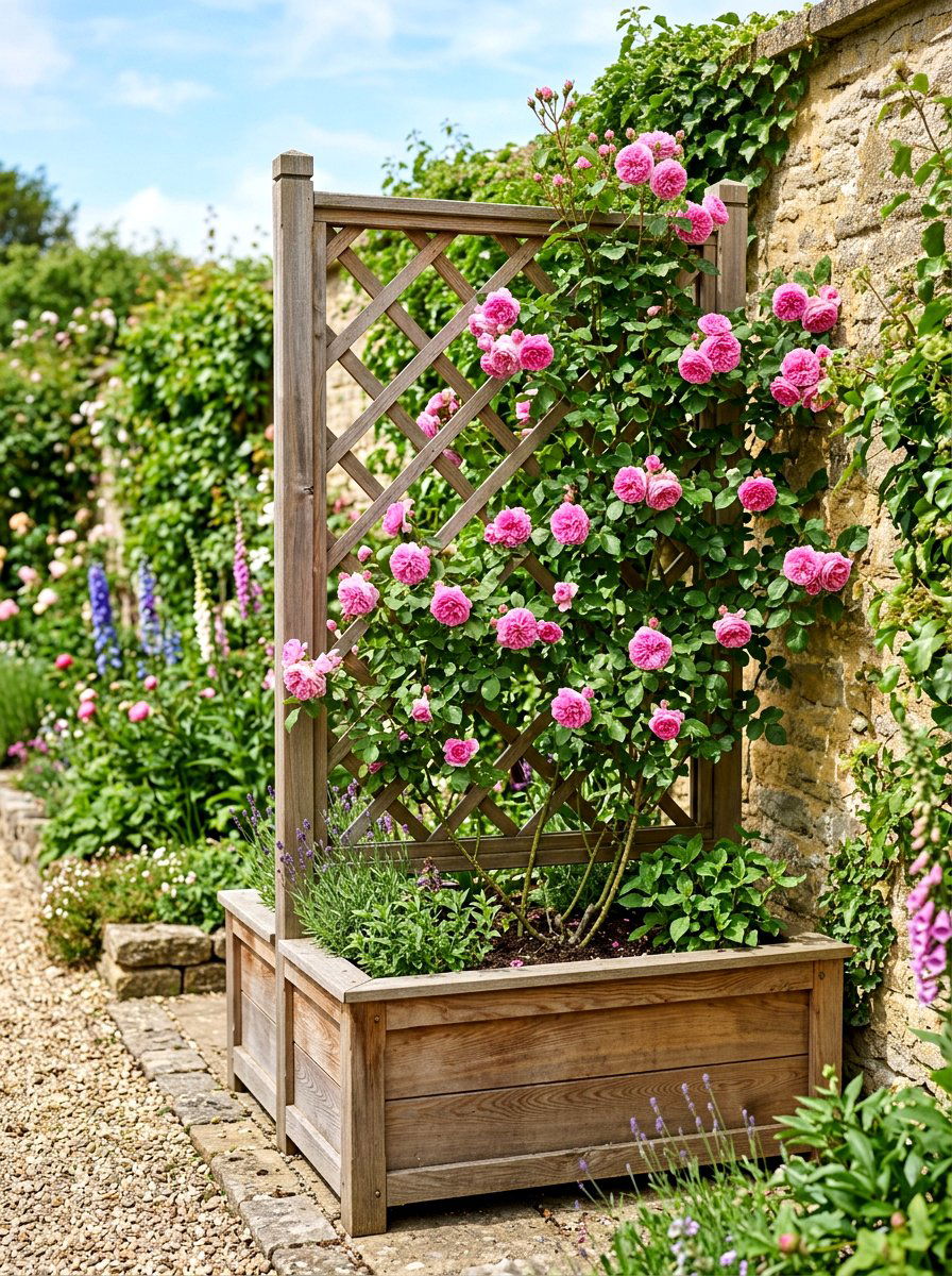 Wood Trellis Planter - 25 Spring Wooden Planter Ideas