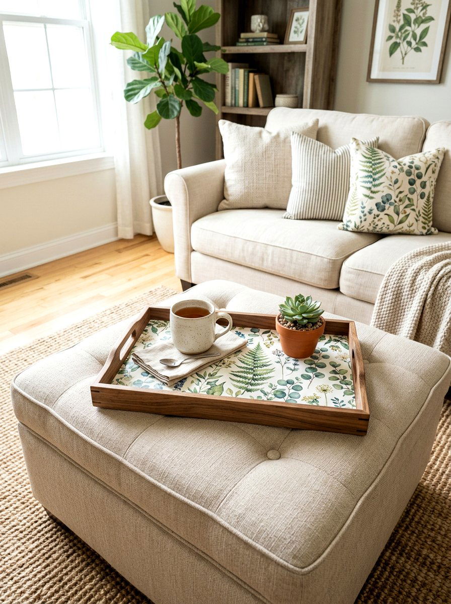 Wood Watercolor Serving Tray - 25 Spring Watercolor Decor Ideas