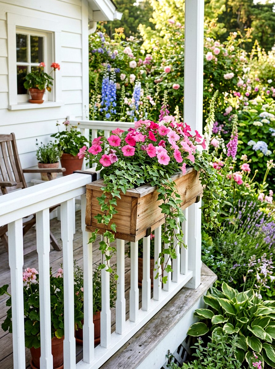 Wood Window Box For Railing - 25 Spring Sidewalk Planter Ideas