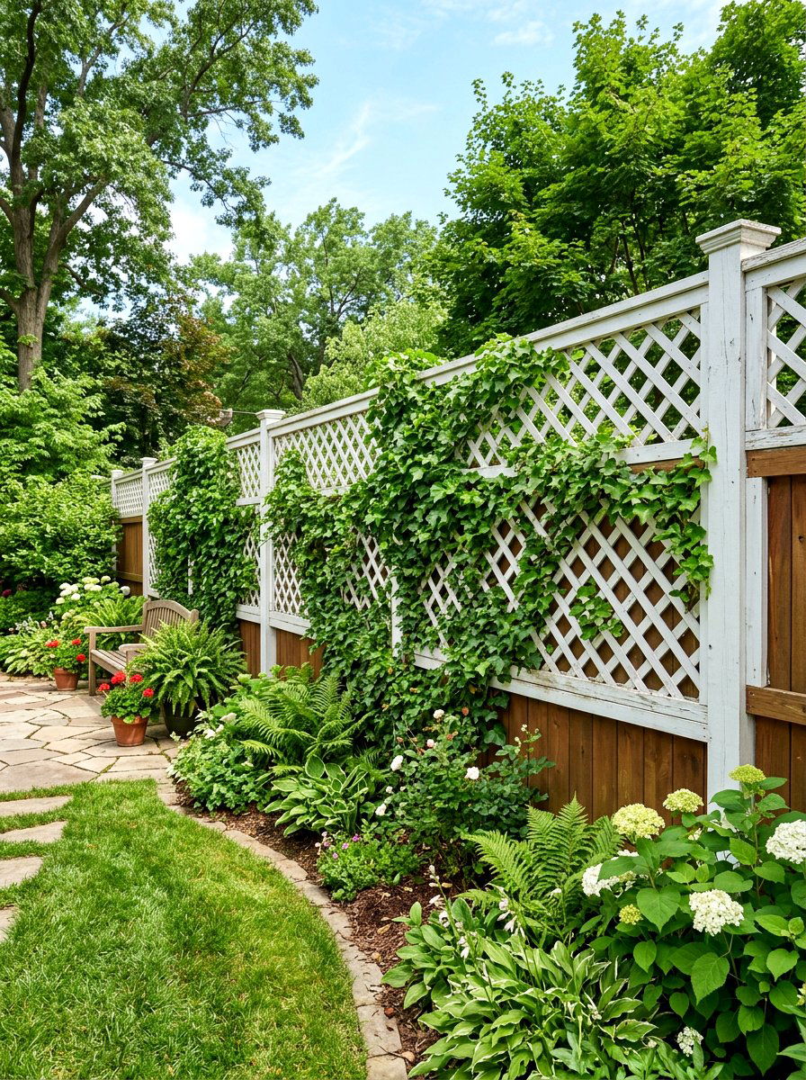 Wood lattice panels - 25 Spring Fence Line Decor Ideas
