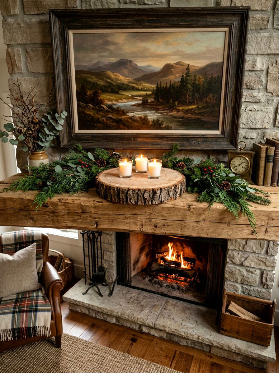 Wood slice candle base - 25 Spring Candle Decor Ideas