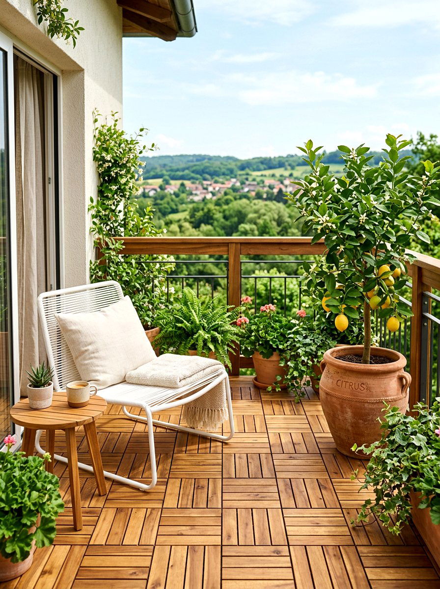 Wooden Balcony Tiles - 25 Balcony Spring Decor Ideas