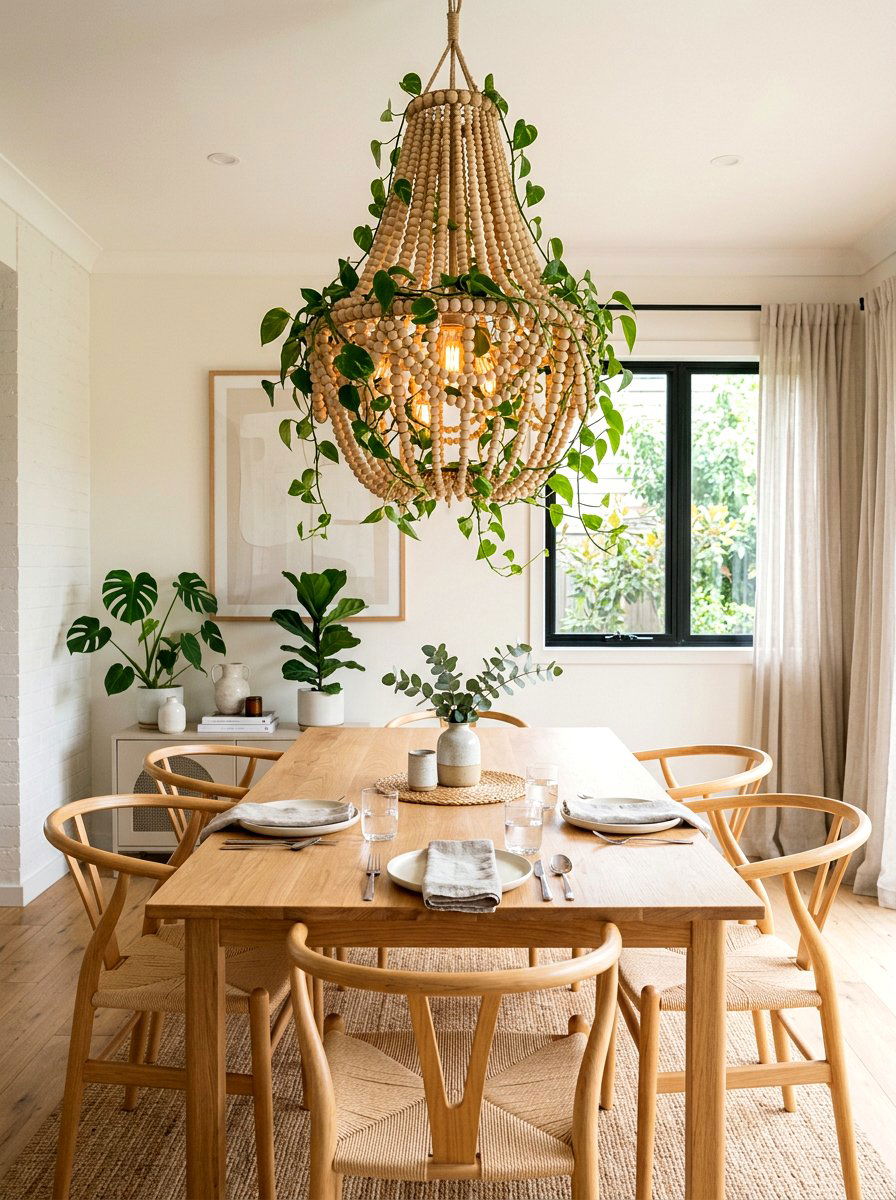 Wooden Bead Chandelier - 25 Spring Chandelier Decor Ideas