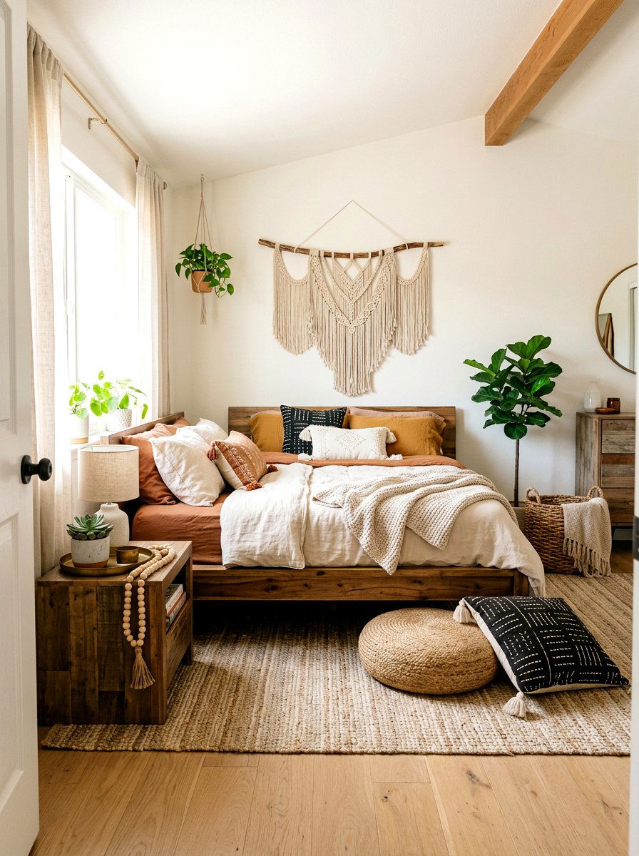 Wooden Bead Garland - 25 Spring Nightstand Decor Ideas