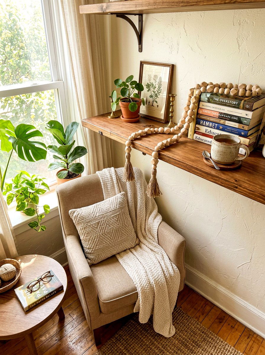 Wooden Bead Garland - 25 Spring Shelf Decor Ideas