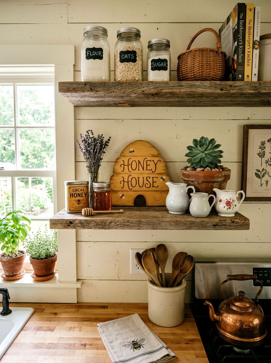 Wooden Bee Sign - 25 Spring Bee Decor Ideas for Kitchen