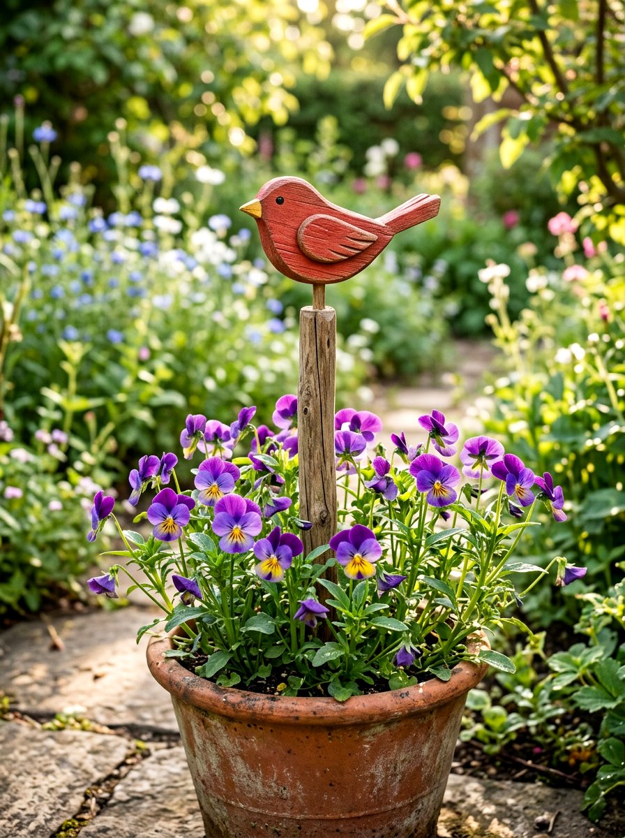 Wooden Bird Garden Stake - 25 Spring Wooden Bird Ideas