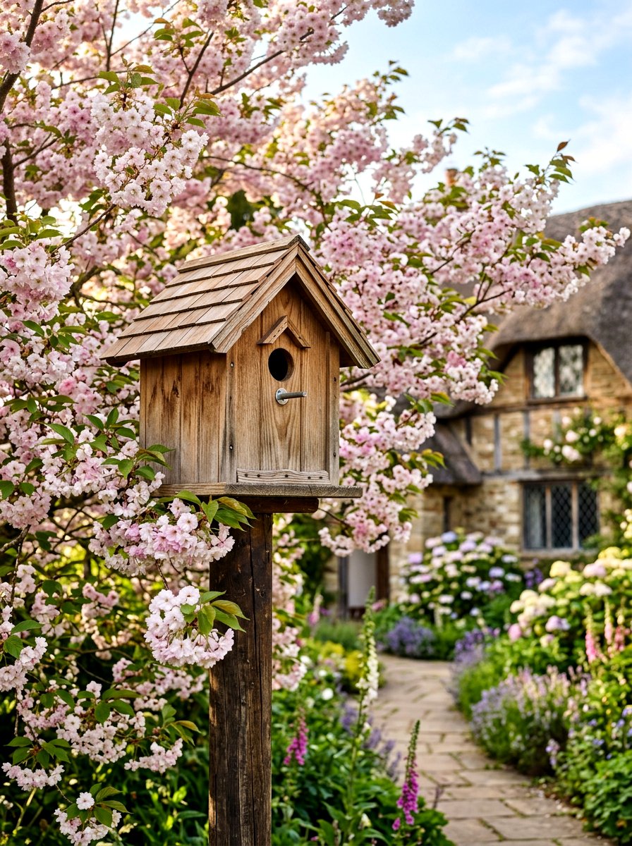 Wooden Bird House - 25 Spring Garden Decor Ideas