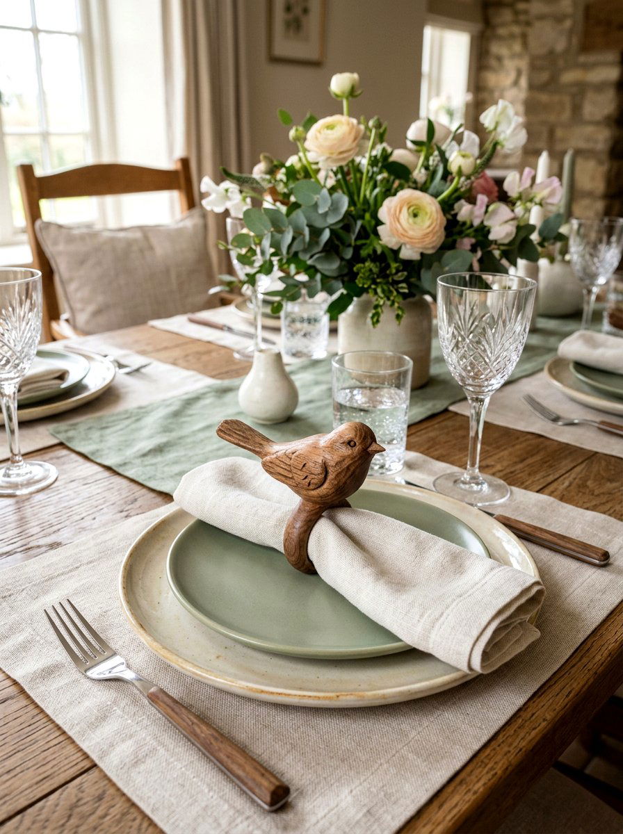 Wooden Bird Napkin Ring - 25 Spring Wooden Bird Ideas