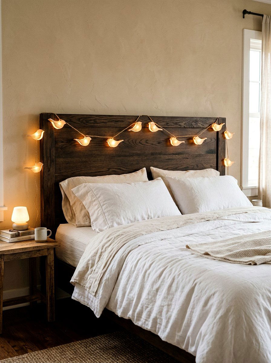 Wooden Bird String Lights - 25 Spring Wooden Bird Ideas