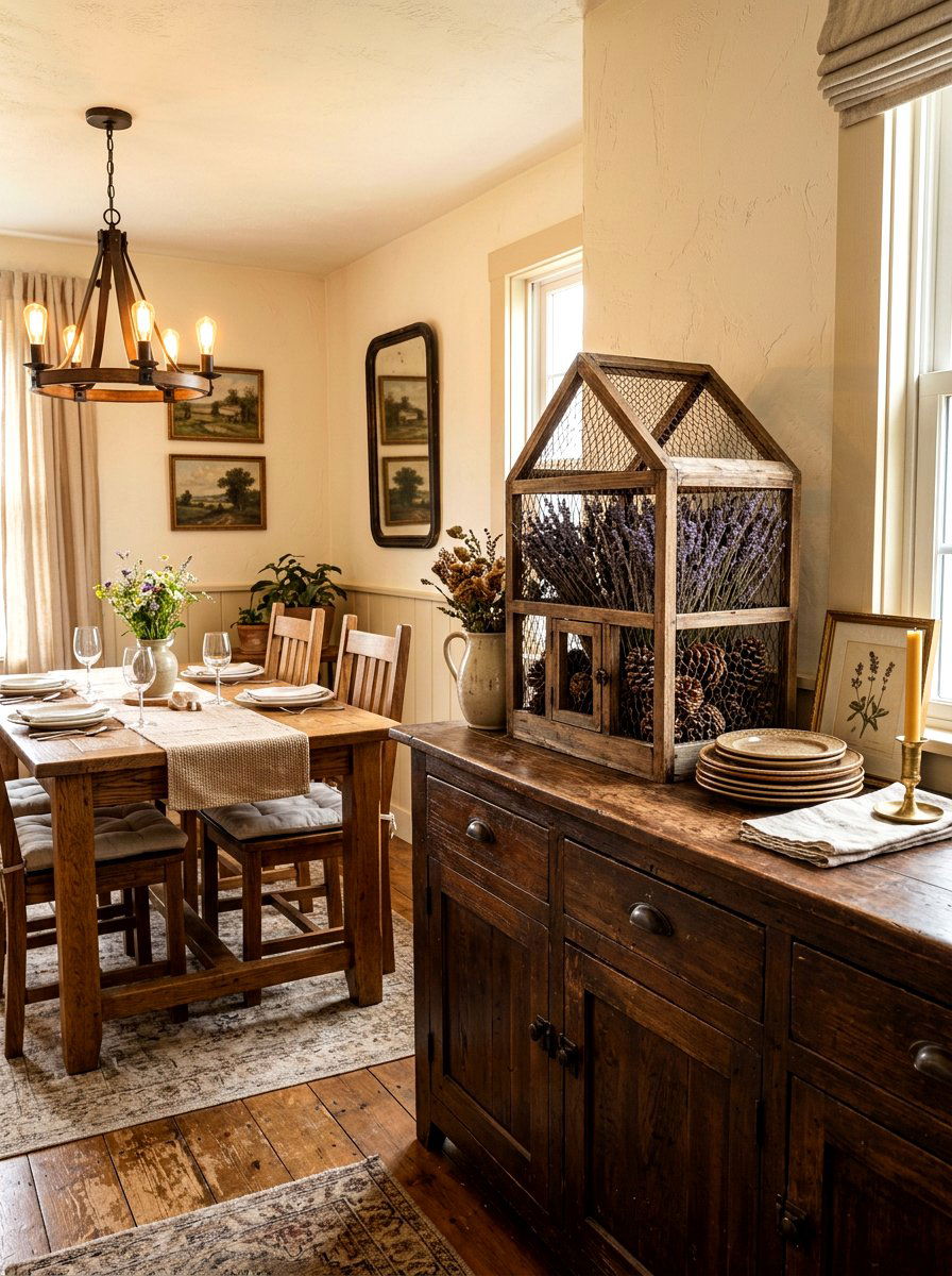 Wooden Birdcage For Rustic Sideboard - 25 Spring Birdcage Decor Ideas