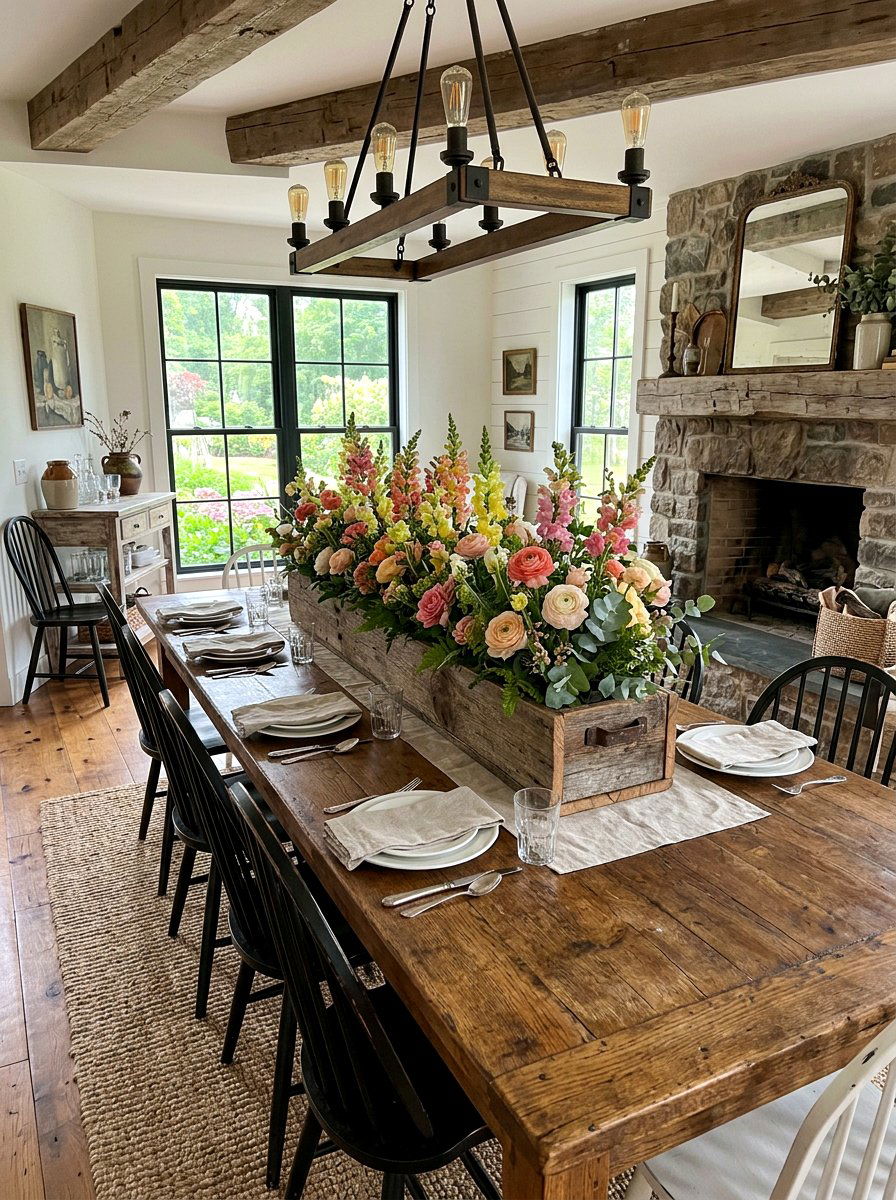 Wooden Box Centerpiece - 25 Spring DIY Flower Arrangement Ideas