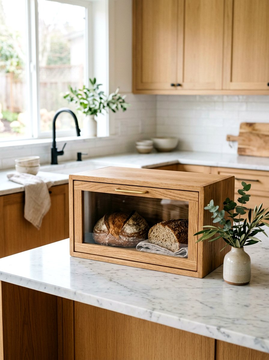 Wooden Bread Box With Glass - 25 Spring Bread Box Decor Ideas
