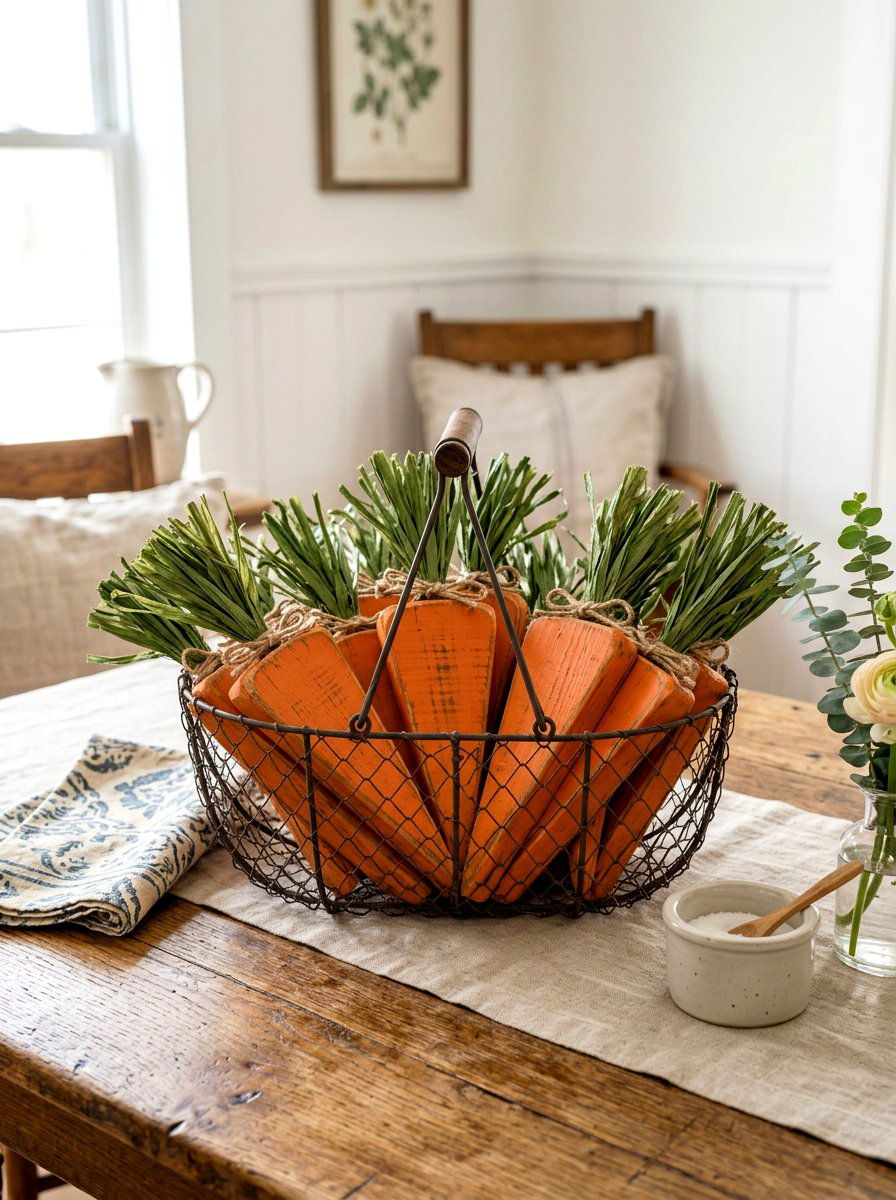 Wooden Carrot Decor - 25 Spring Wood Craft Ideas
