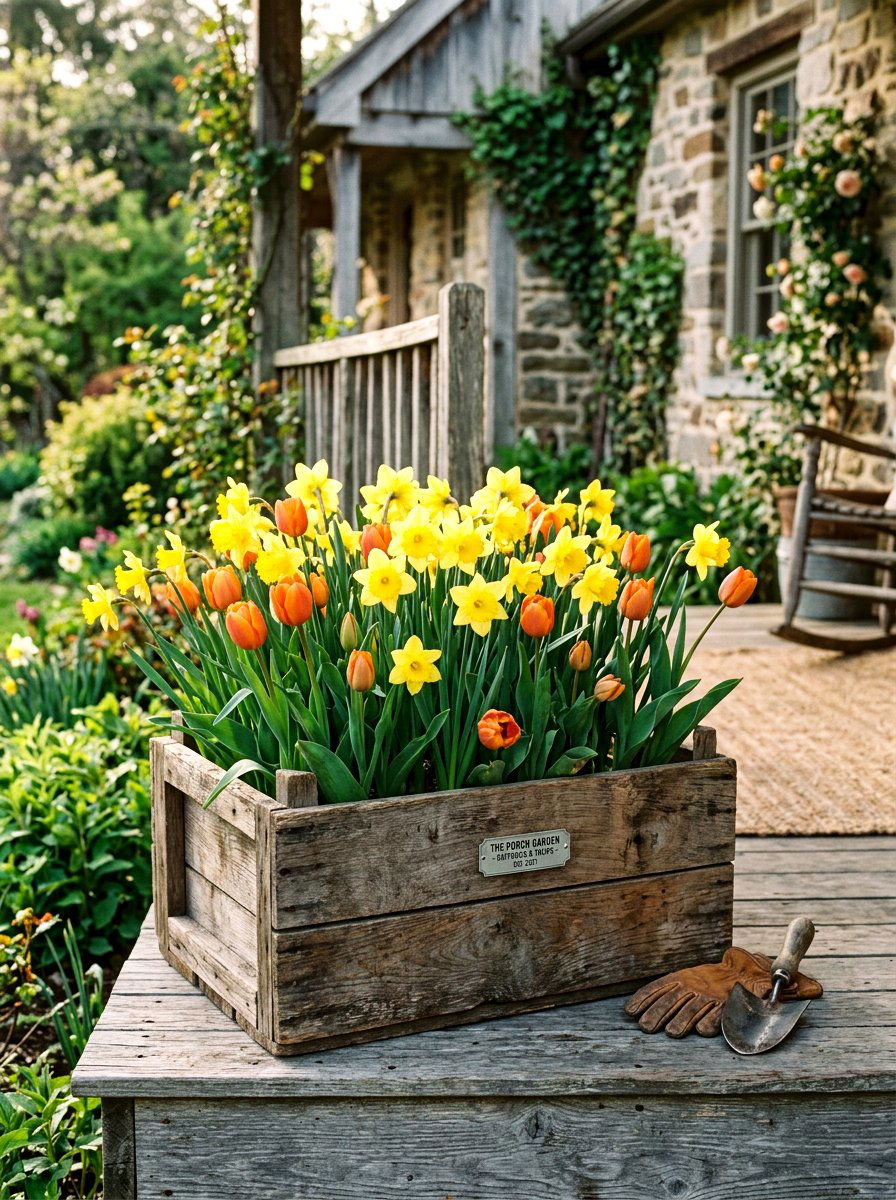 Wooden Crate Garden - 25 Spring Bulb Planter Ideas