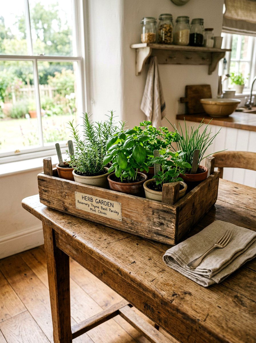 Wooden Crate Herb Garden - 25 Spring Kitchen Herb Garden Ideas