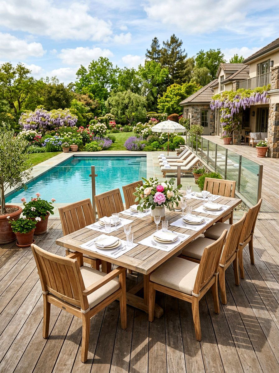 Wooden Deck Furniture - 25 Spring Poolside Decor Ideas