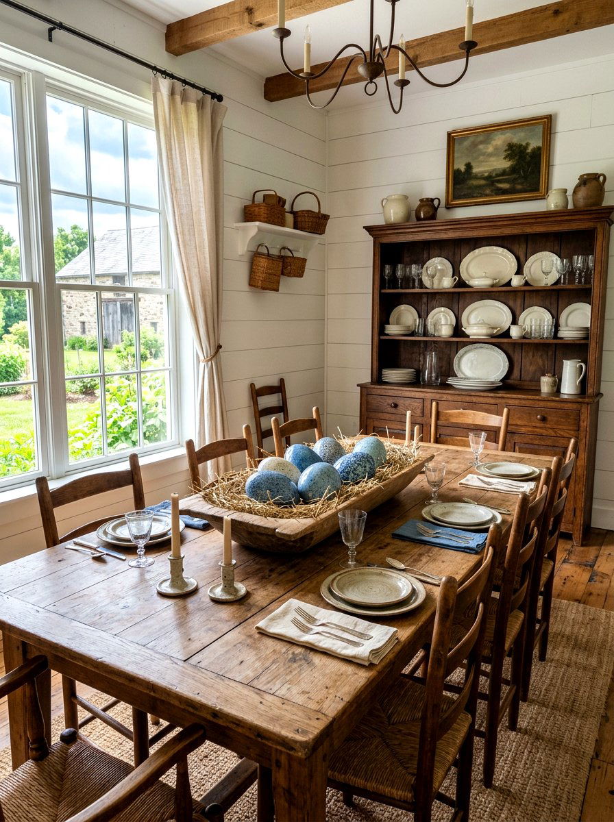 Wooden Dough Bowl Egg - 25 Spring Table Vignette Ideas