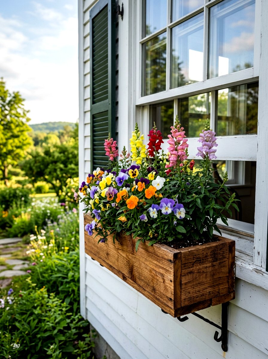 Wooden Flower Box - 25 Spring Outdoor Planter Ideas