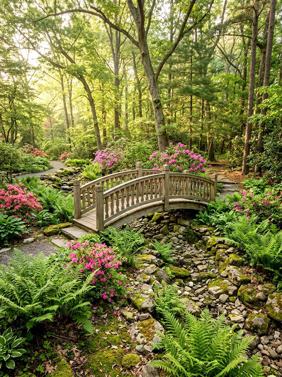 Wooden Garden Bridge - 25 Spring Wooden Garden Decor Ideas