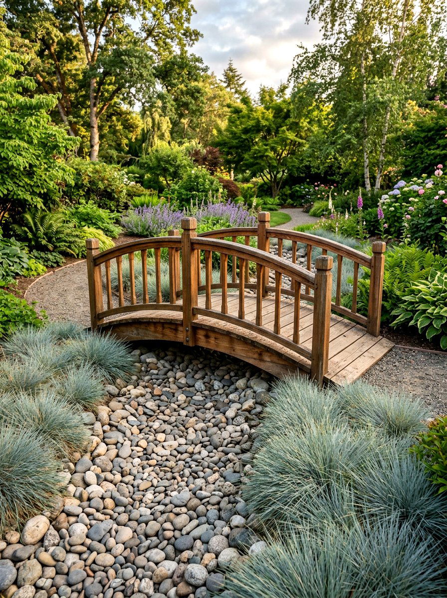 Wooden Garden Bridge - 25 Spring Garden Art Ideas