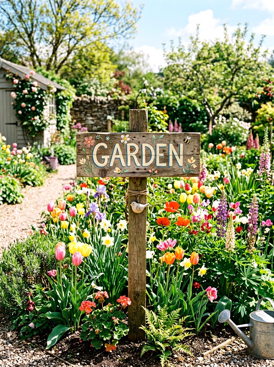 Wooden Garden Sign - 25 Spring Wooden Garden Decor Ideas