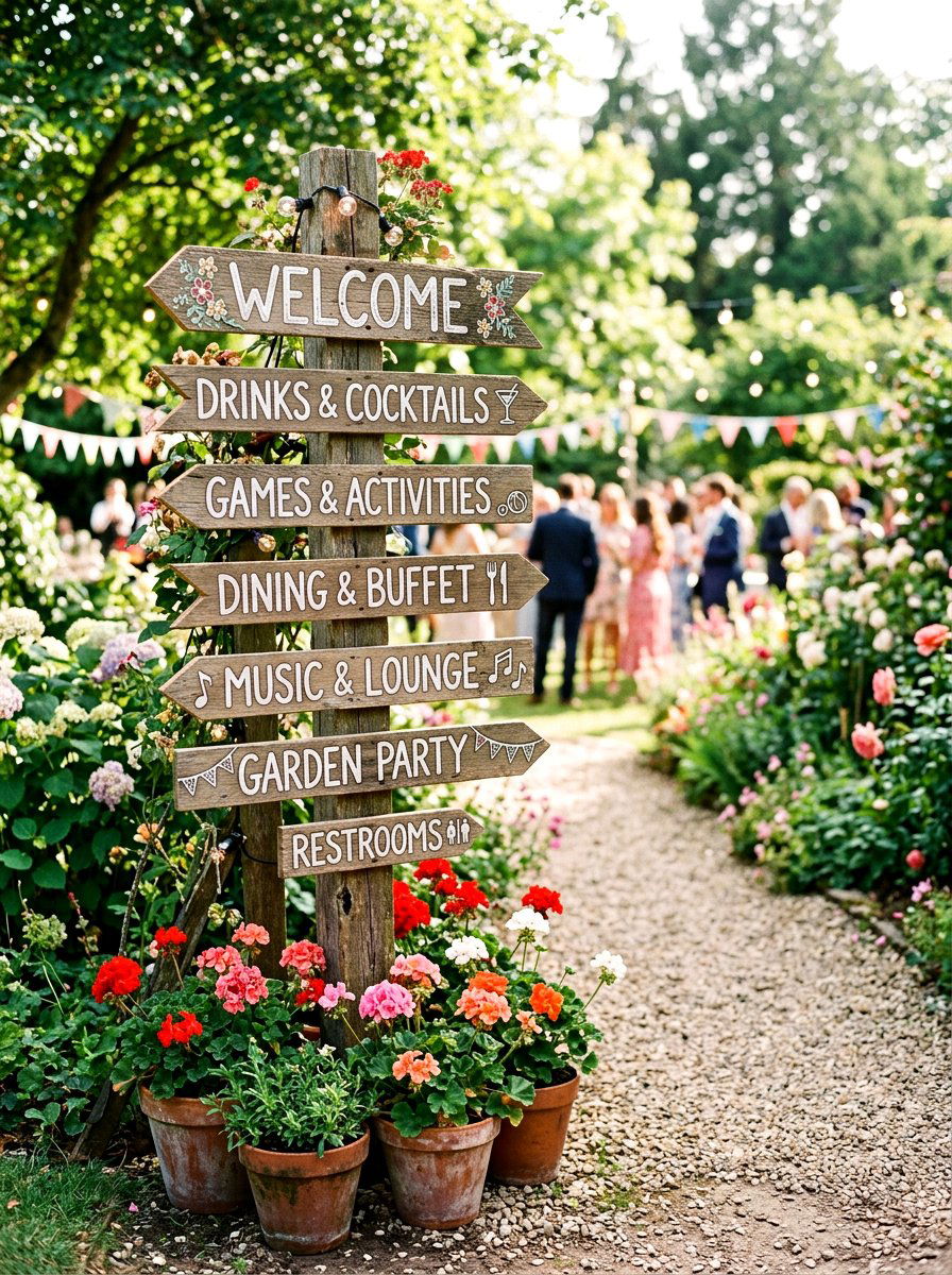 Wooden Garden Sign - 25 Spring Garden Party Decor Ideas