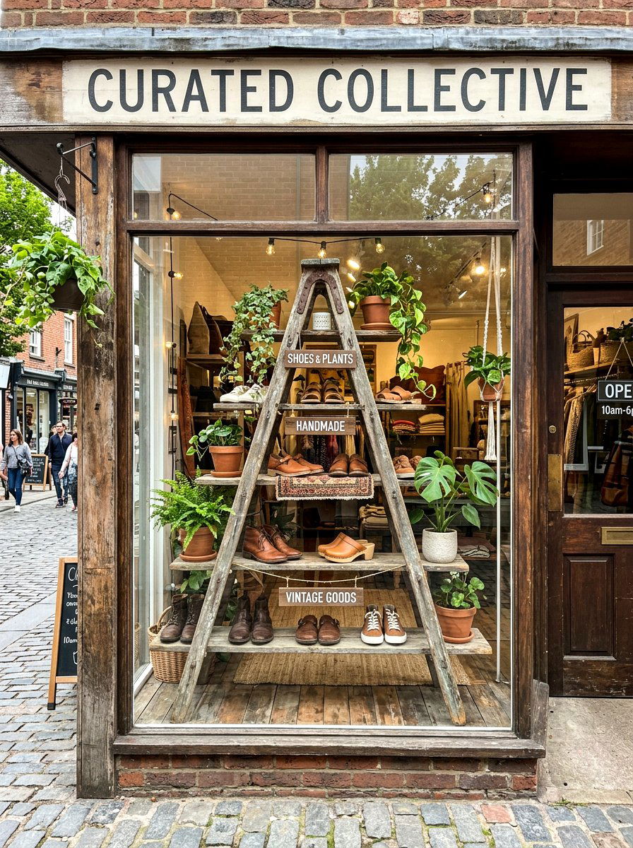 Wooden Ladder Display - 25 Spring Store Window Ideas