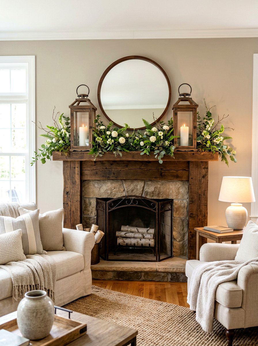 25 Spring Rustic Mantel Ideas for a Beautiful Fireplace