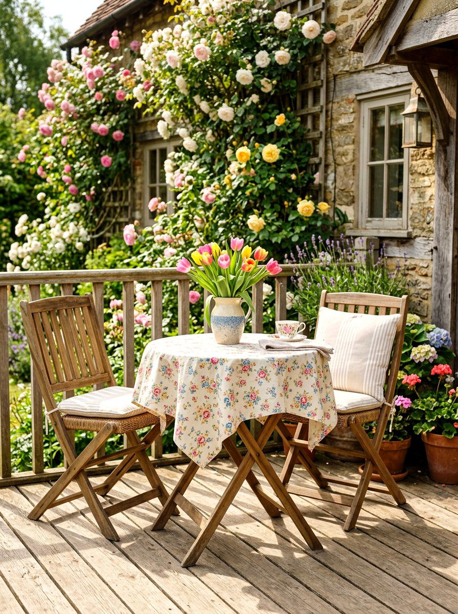 Wooden bistro set - 25 Spring Outdoor Furniture Decor Ideas