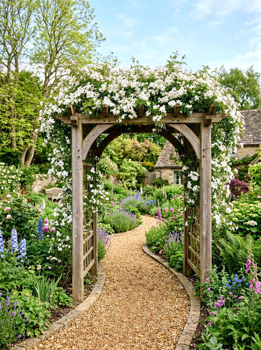 Wooden garden arch - 25 Garden Spring Decor Ideas