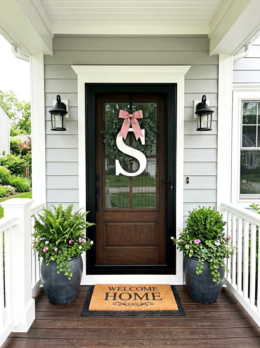Wooden initial door sign - 25 Spring Screen Door Decor Ideas