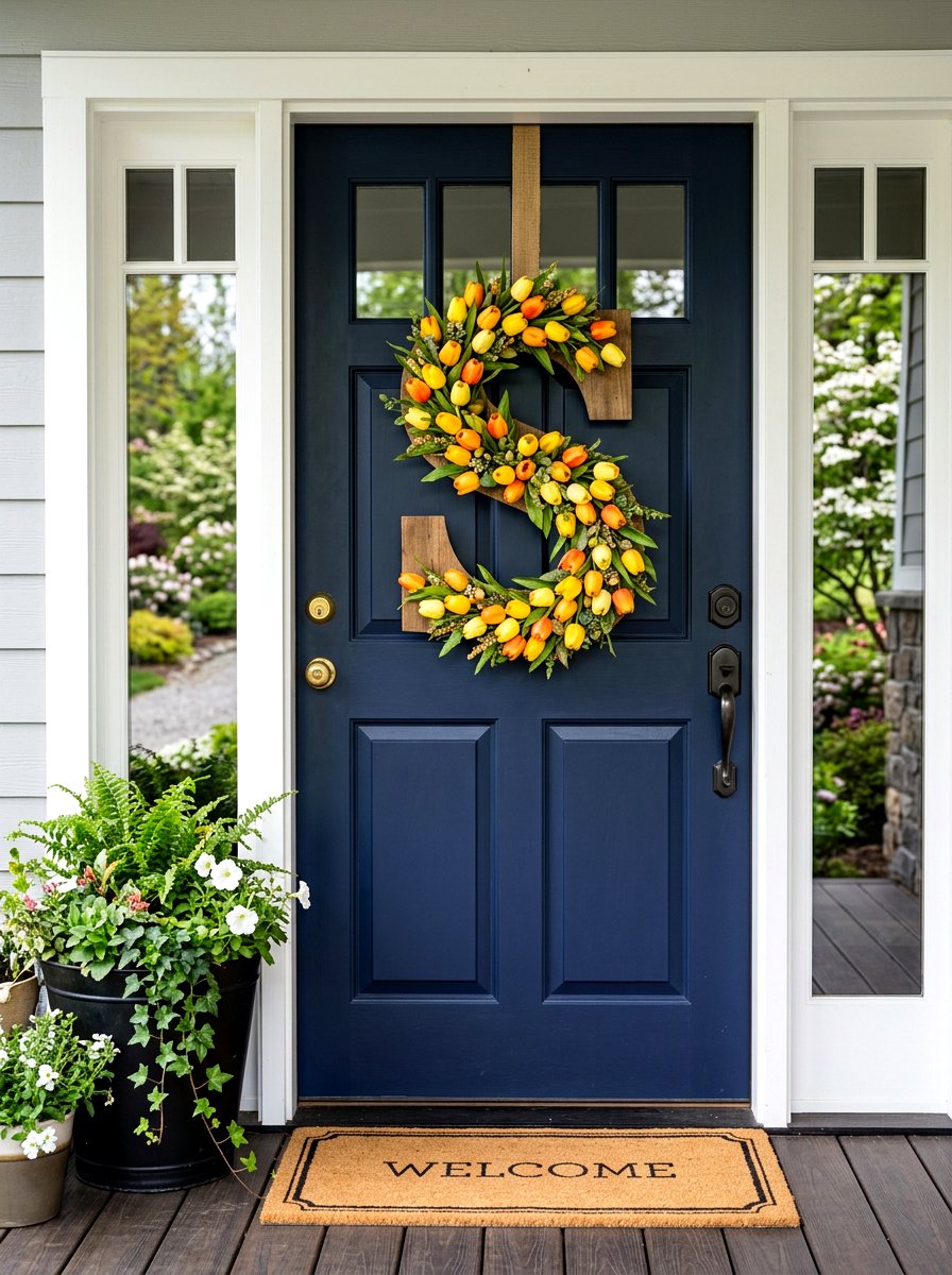 Wooden letter tulip wreath - 25 Spring Letter Wreath Ideas