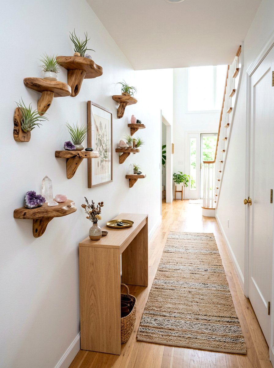 Wooden mushroom shelf display - 25 Spring Mushroom Decor Ideas