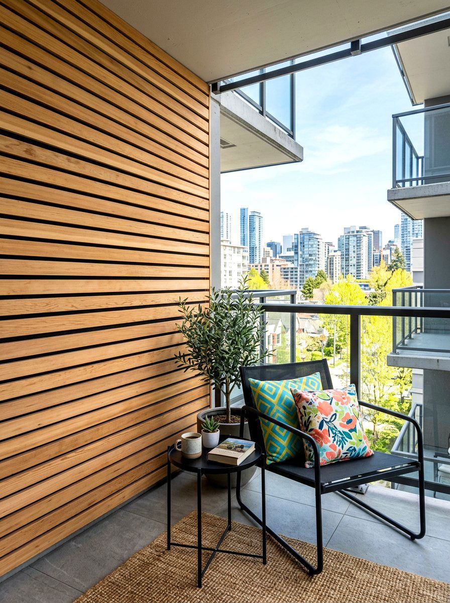Wooden slat wall - 25 Spring Balcony Privacy Screen Ideas
