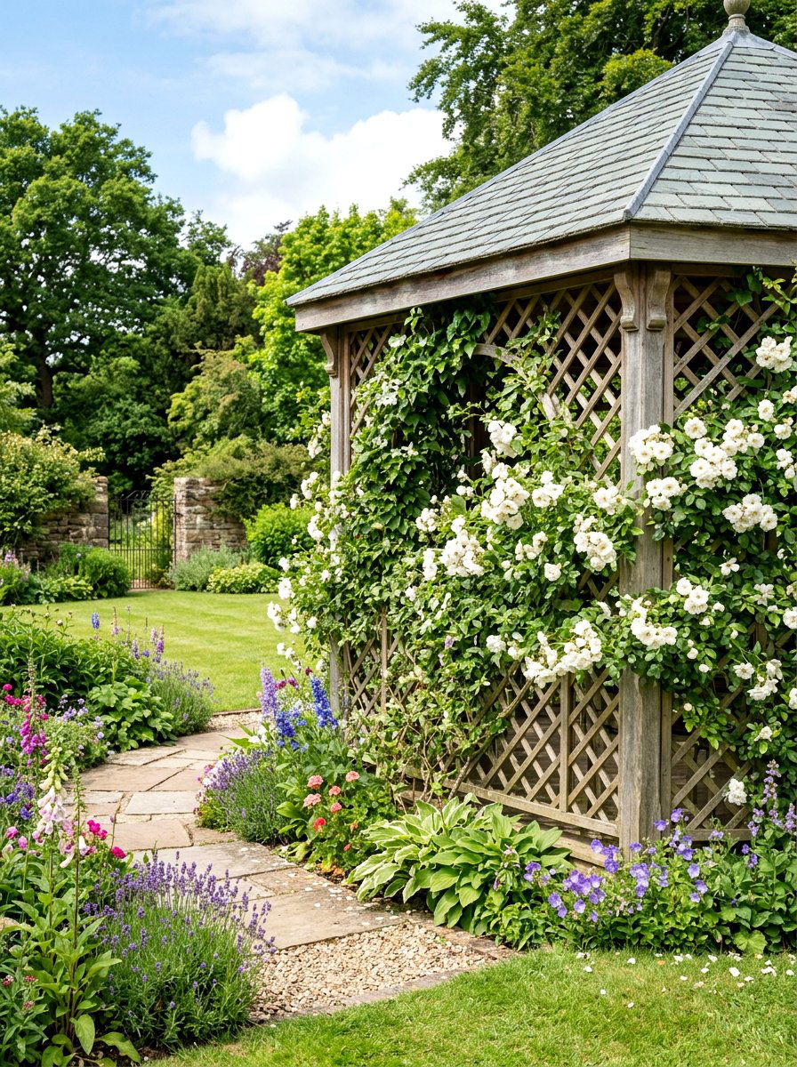 Wooden trellis panels - 25 Spring Gazebo Decor Ideas