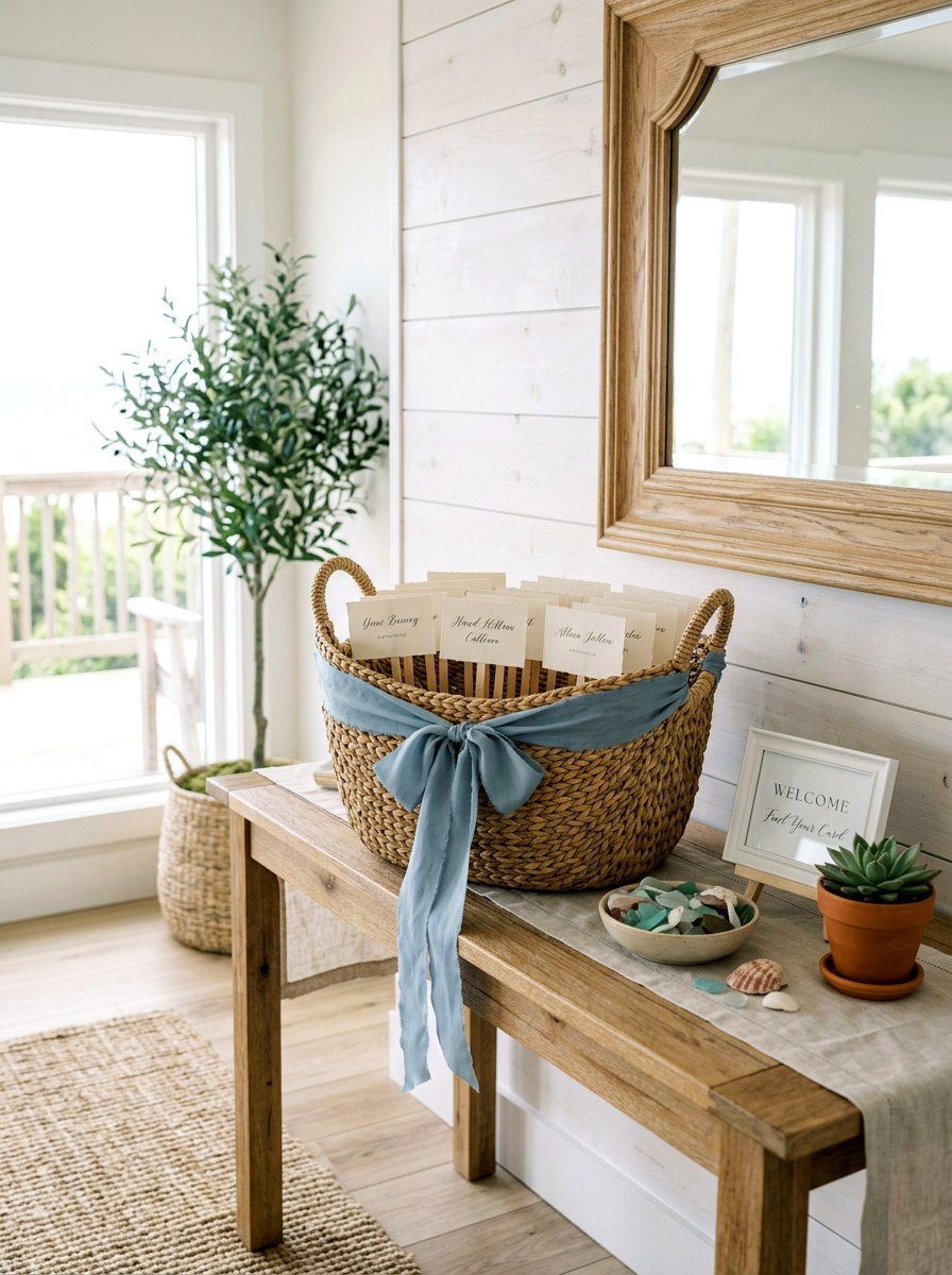 Woven Basket Card Holder - 25 Spring Wedding Card Box Ideas