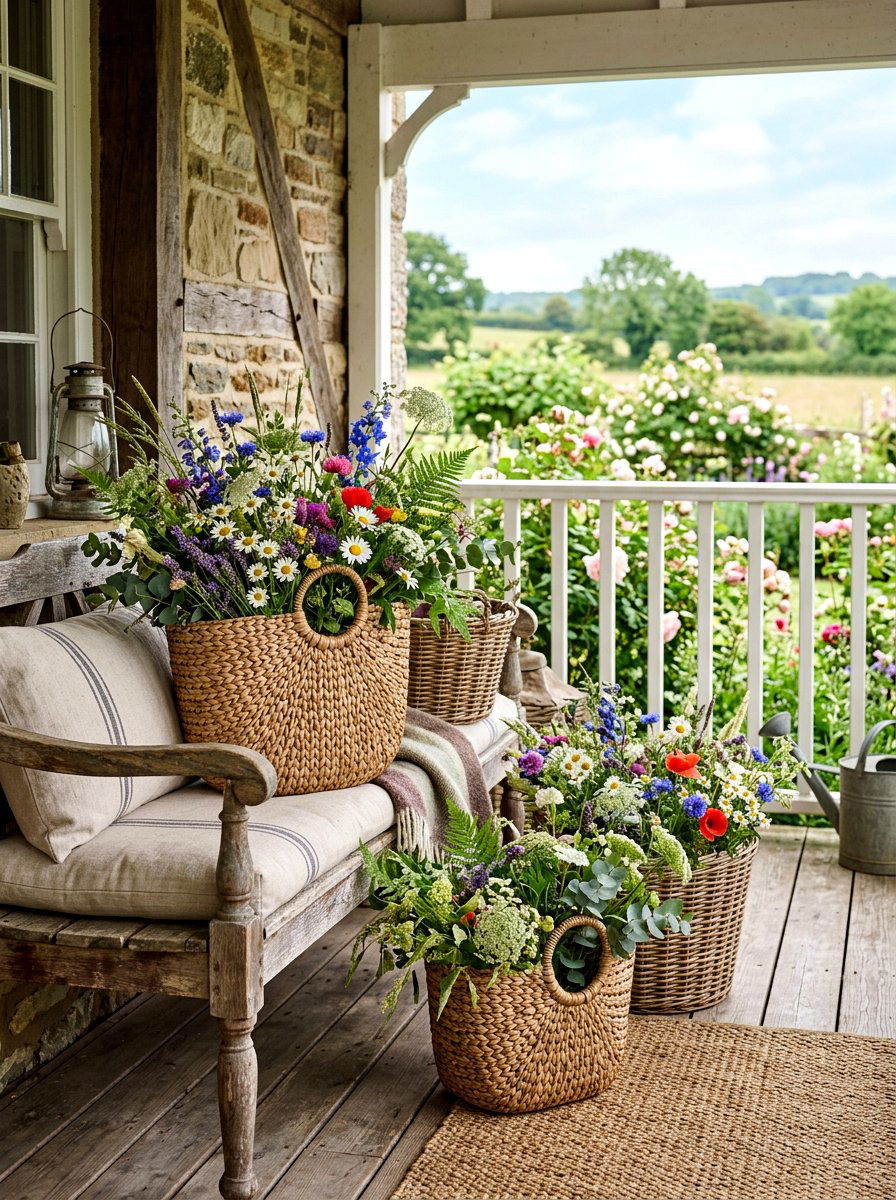 Woven Basket Floral - 25 Spring Wedding Aisle Decor Ideas
