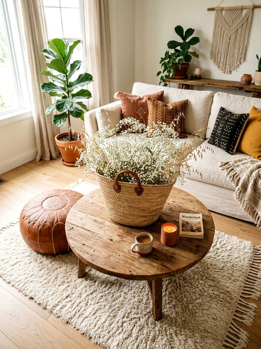 Woven Basket Floral Display - 25 Spring Wildflower Arrangement Ideas