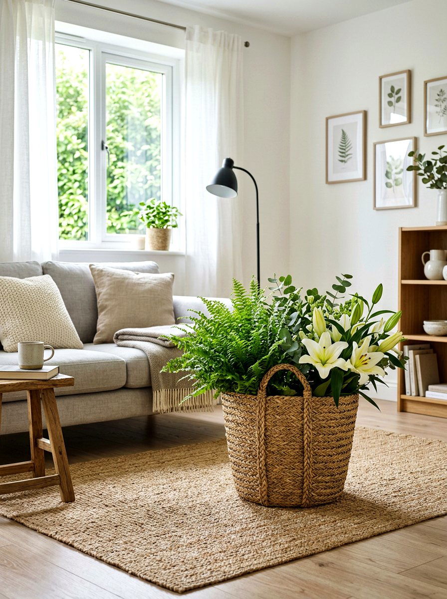 Woven Basket Flower Bucket - 25 Spring Flower Bucket Ideas