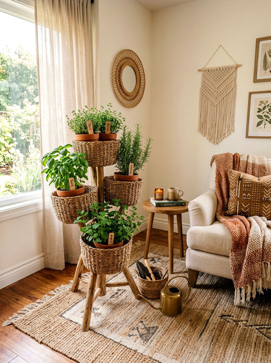 Woven Basket Herb Planter - 25 Spring Herb Planter Ideas